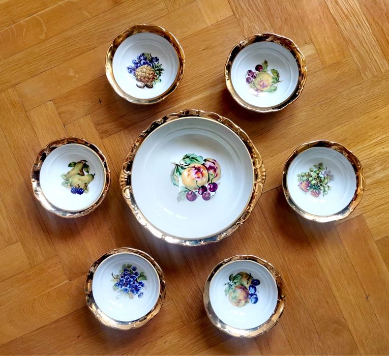 Порцеланов сервиз сет комплект купи златен дизайн Бохемия Чехословакия