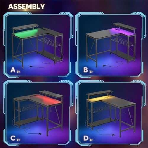 Bestier L-образно бюро с LED и контакти