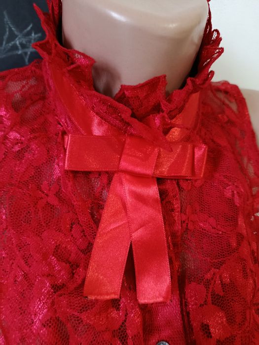 Bluza eleganta roșie dantela sexy victorian style mărimea S 36