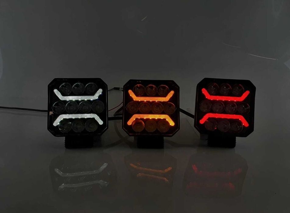 Мощен 100W LED Диоден ФАР БЯЛО+ЧЕРВЕНО за Джипове Трактори АТВ Камиони