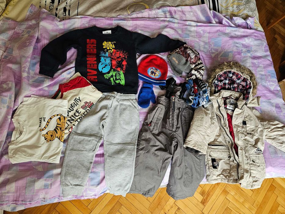 Детски дрехи за 3-4 годишно момче, яке, хапки, ски гащеризон, панталон