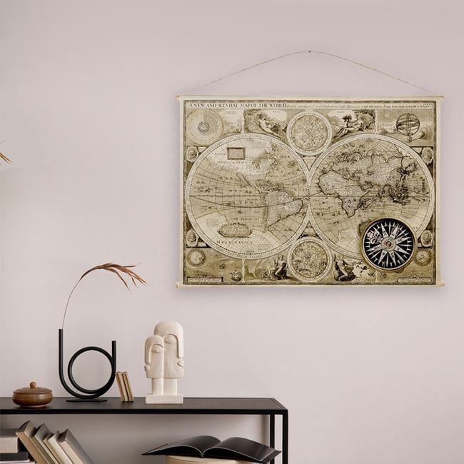 97х76см! Текстилно пано "Карта на света"