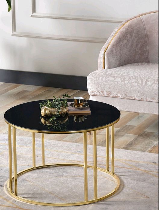 Стъклена холна маса / комплект 3 бр. – модерни декоративни масички