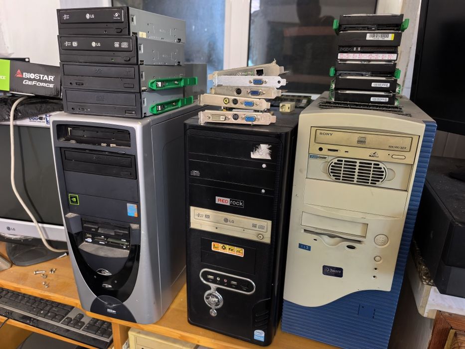 Компютри, рам, видео карти, дискове, процесори, кутии
