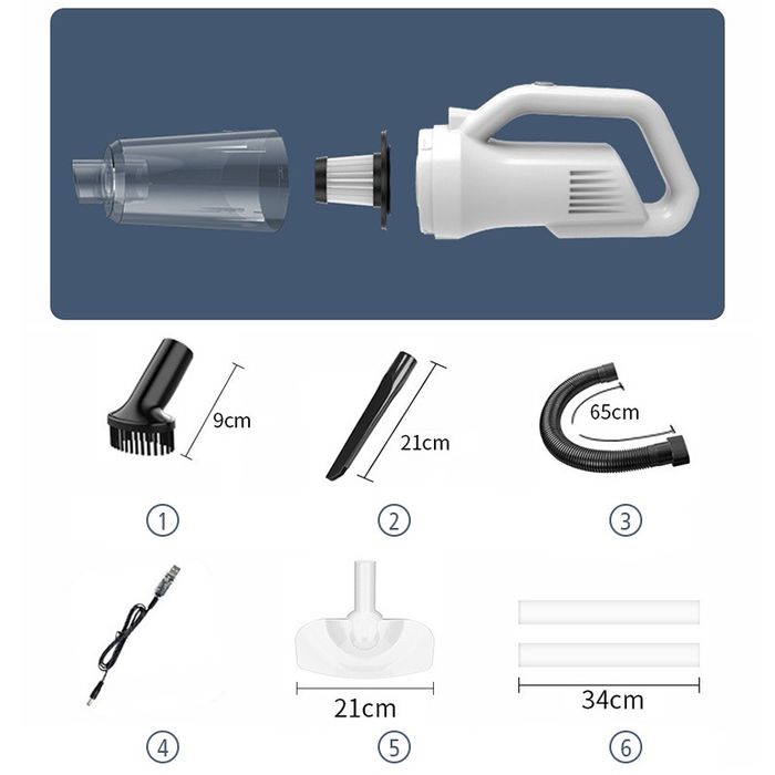 Aspirator portabil 12000Pa, acumulator 6000mA, HEPA - nou