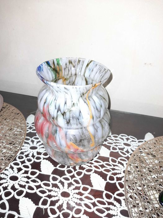 Accesorii vintage sticla interbelica si lemn pirogravat stare perfecta