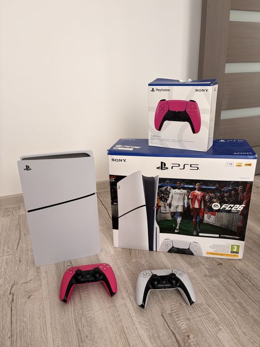 PS5 1TB + 2 Manete + FC 26 + Cutii | Stare Excelentă