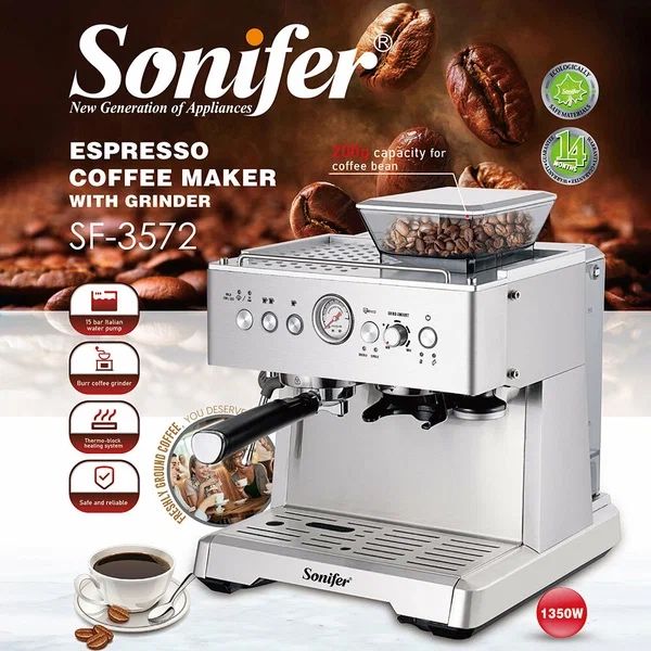 Кофемашина Sonifer SF-3572, 1350Вт, давление 15Бар