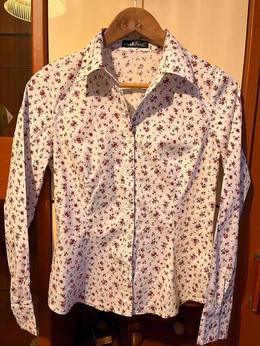 Camasa alba cu imprimeu floral