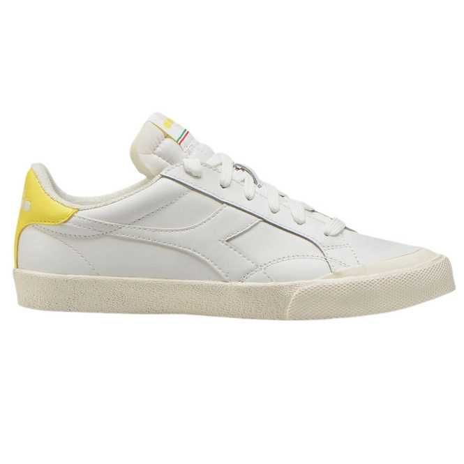 Pantofi sport dama, Diadora, Piele naturala, Alb/Galben, marimea 38