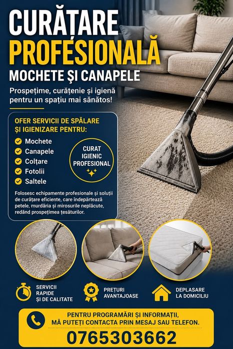 Curățare profesionala , mochete și canapele,servici curetenie