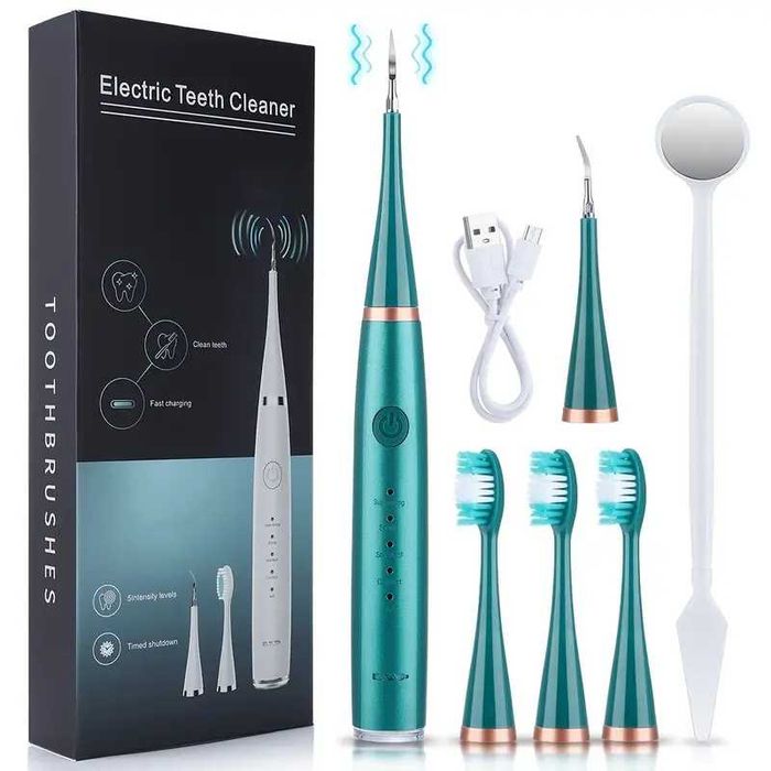 Aparat eliminat tartru, dinti curati zambet perfect, 5 moduri de lucru, Detartraj Ultrasonic, Rezistent la Apa, Baterie Reincarcabila. 5 programe