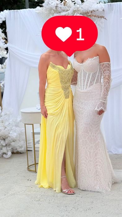 Rochie elegantă galben pastel de vânzare