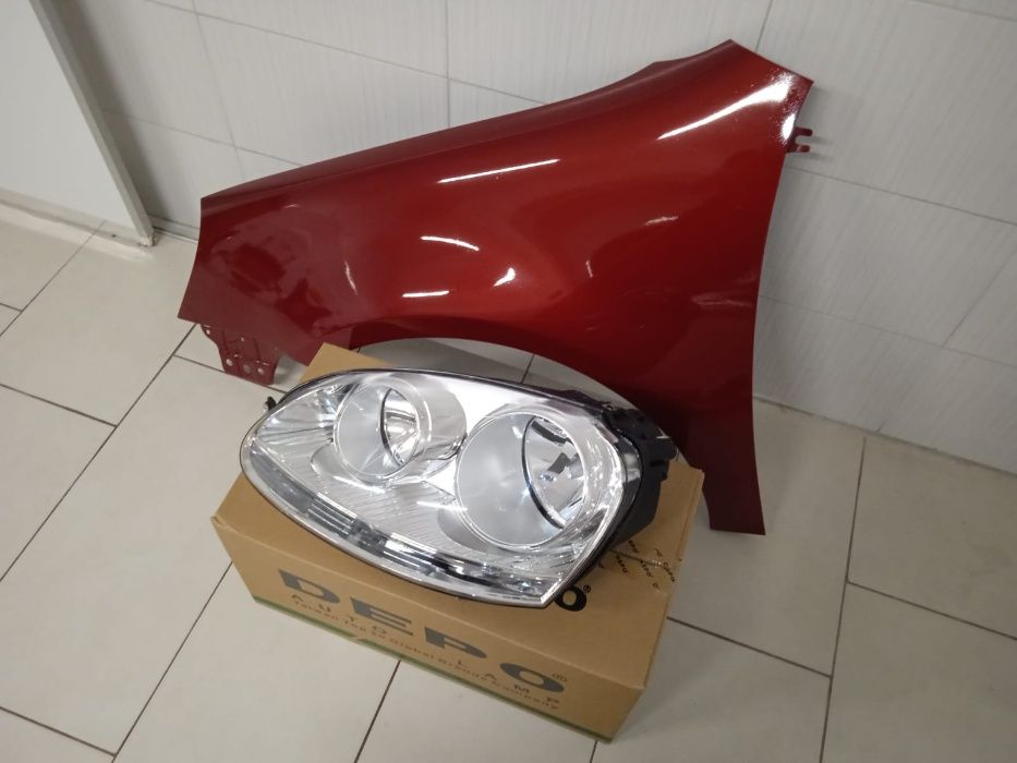 Pachet Aripa + Far Stanga VW Golf 5 V 2004-2008 LA3W Rosu