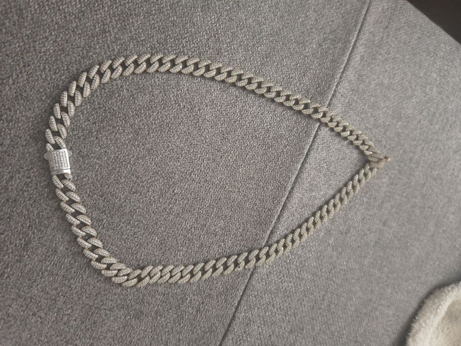 Vand lant cuban Miami argint suflat cu aur 18k