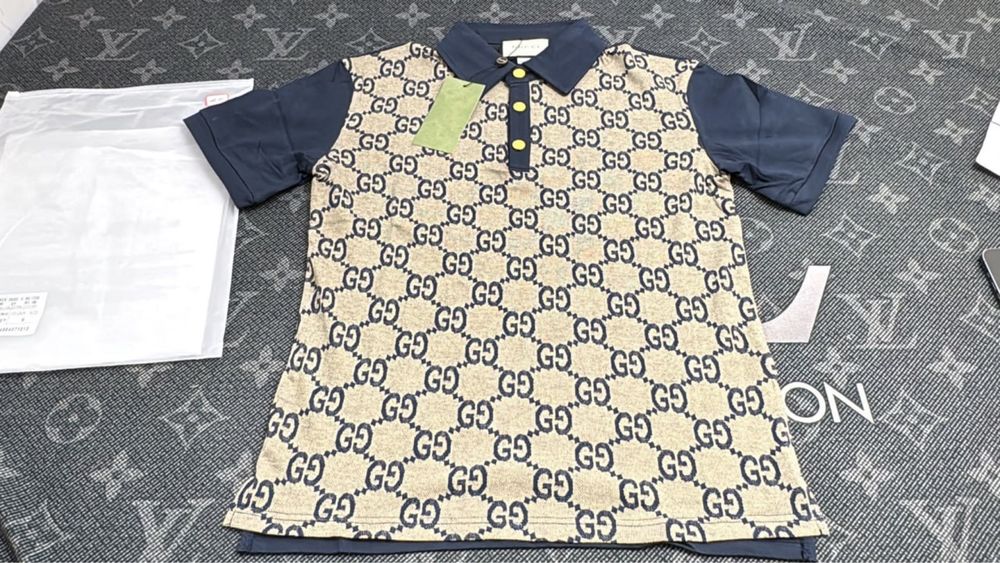 Tricou cu guler gucci