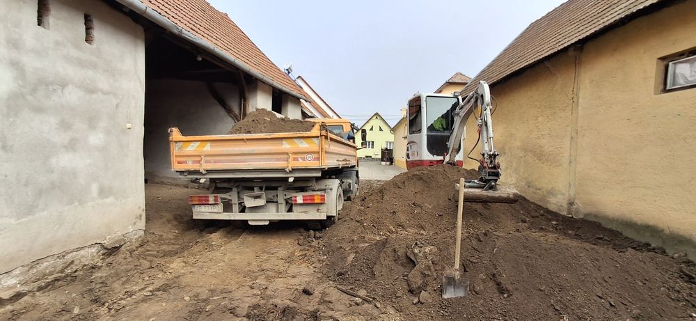 Miniexcavator și basculanta