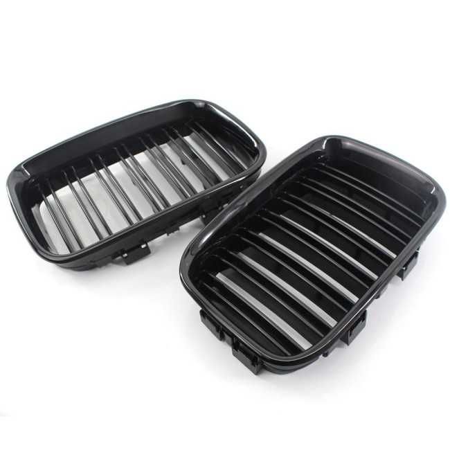 Grile Duble Nari Bara Fata BMW Seria 3 E36 Pre-Facelift (90-96), Negru Lucios