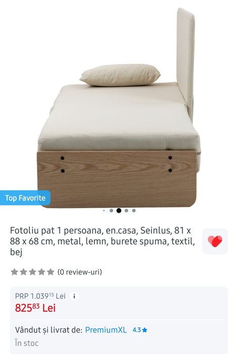 Fotoliu extensibil tapitat crem