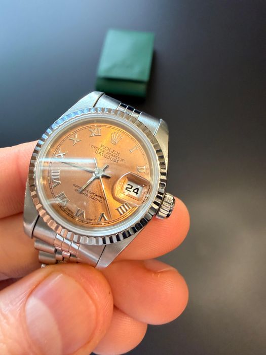 Ceas Rolex Lady DateJust, Salmon, Full box, white gold bezel