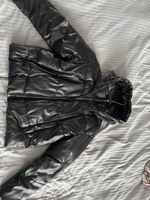 Кожено бомбър зимно яке дамско S