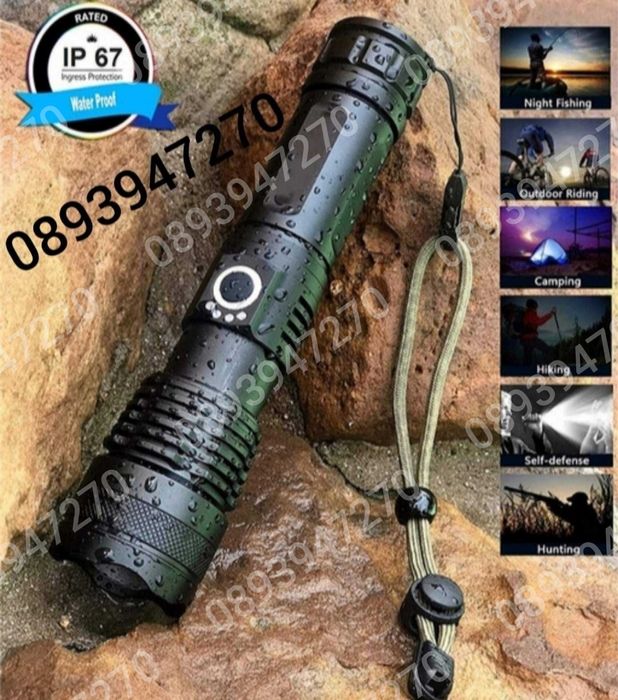 ПРОМО! Мощен лед фенер 900000 лумен POLICE, USB, зуум, водоустойчив