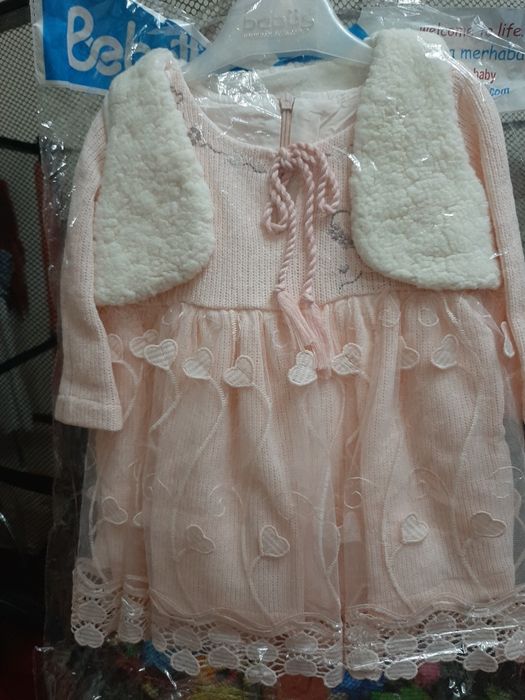 Нарядное платье+меховая безрукавка,Турция