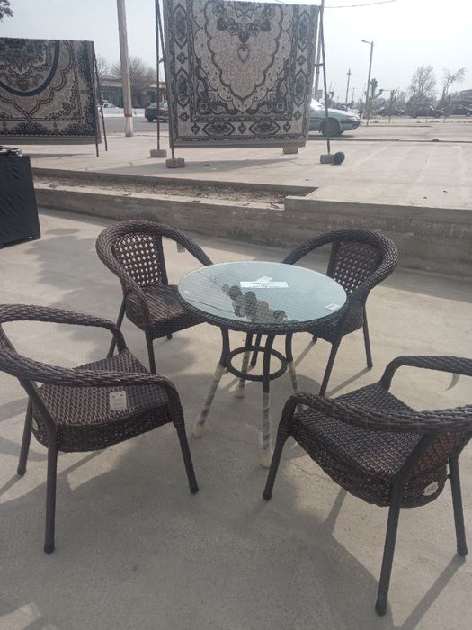 Садовый плетёный комплект стол стул Ротанг тукима мебел на заказ