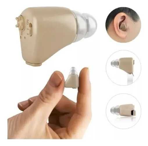 Удобeн слухов апарат с малки размери тип тапа с телесен дискретен цвят