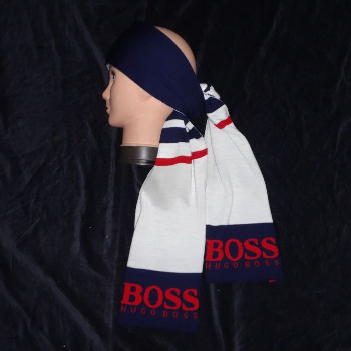 Set barbati fular fes 2 in 1 bumbac bleumarin alb rosu caciula unisex