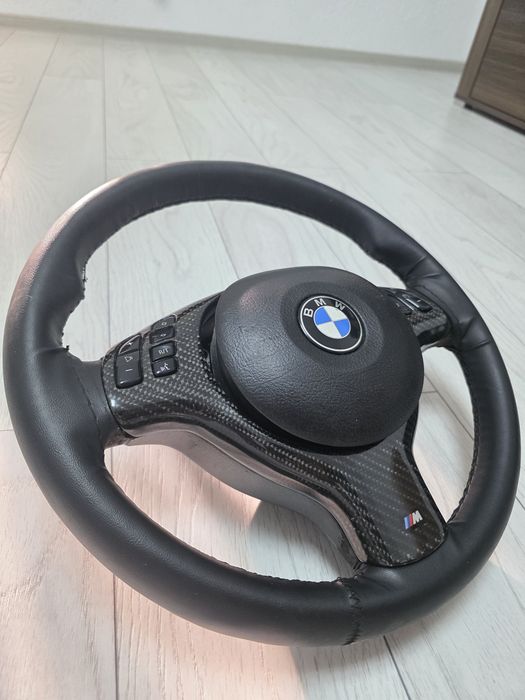 Volan BMW E46 M Original + Trim schimbător Carbon Real