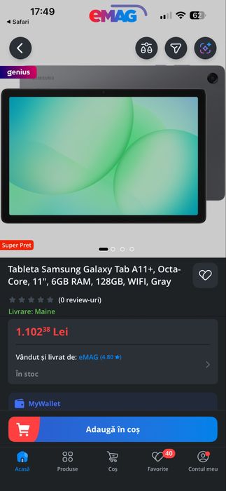 Tableta Samsung Galaxy Tab A11+, Octa-Core, 11"