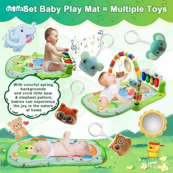 WHDJSPIN® Бебешка постелка за гимнастика с дрънкалки и светлини