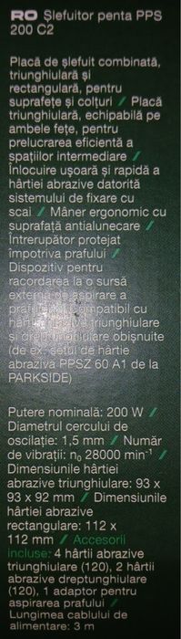 Slefuitor Parkside model PPS 200 C2