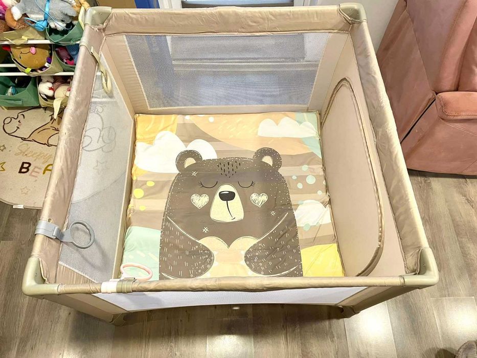 Кошара за игра KikkaBoo - Enjoy, Beige Bear + матрак