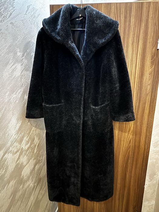 Дълго зимно палто еко кожа