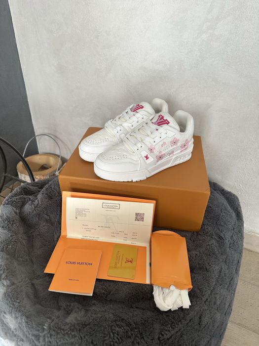 Louis Vuitton LV Trainers Takashi Murakami White Flowers / Alb Roz