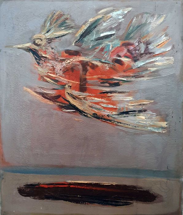 pictura ulei pe panza Dan Aurel- Pasarea Phoenix, 83 cm/70 cm, tablou