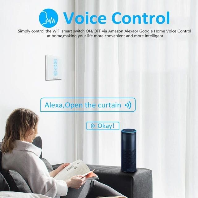 MOES ZigBee, Wi-fi ключ за ролетни  щори, бял стъклен