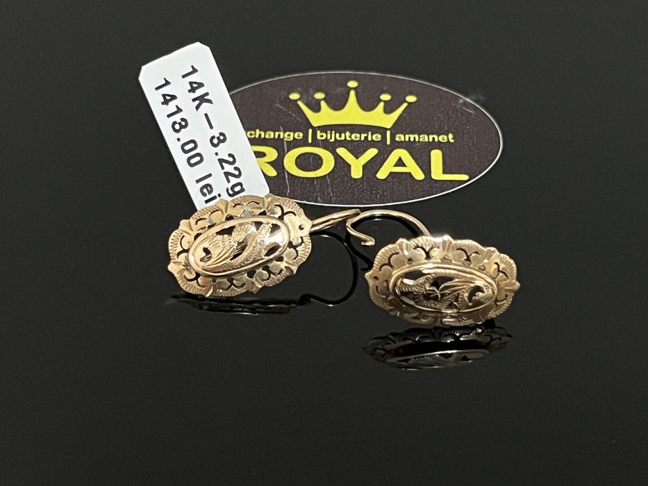 Bijuteria Royal CB : Cercei model vintage aur 14K 585   3,22 gr