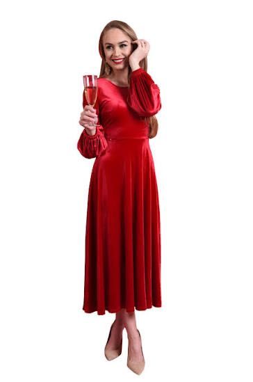 Rochie Poema rosie din catifea