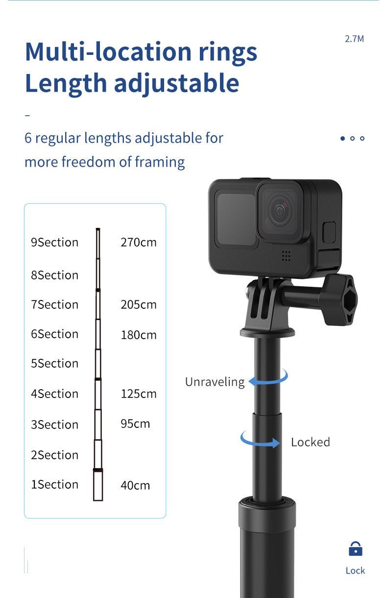Карбоновый монопод Telesin 2,7 метра для GoPro max и Insta 360: 16 900 ...