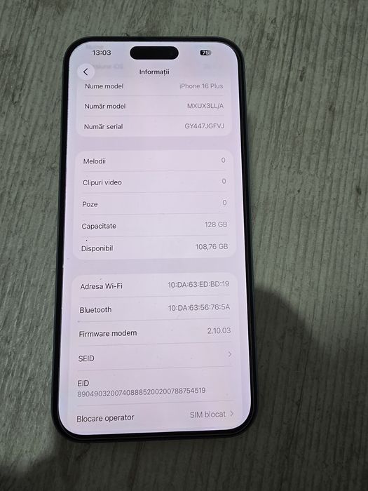 IPhone 16 Plus  128 Gb 100% baterie