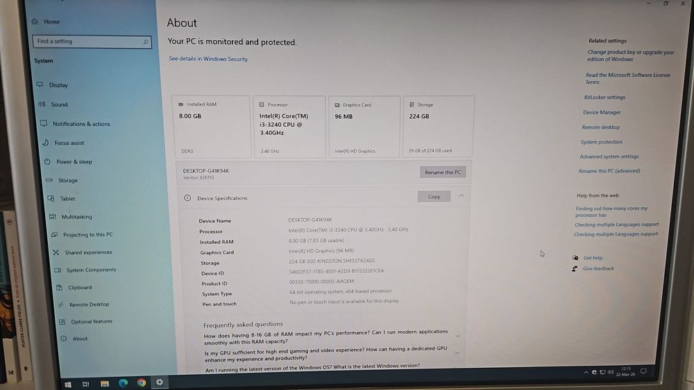 6 luni Garantie  PC Acer i3, 8 GB RAM, ssd  windows si office