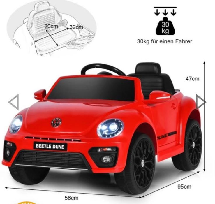Детска кола Volkswagen Beetle с дистанционно 12V 4,5Ah
