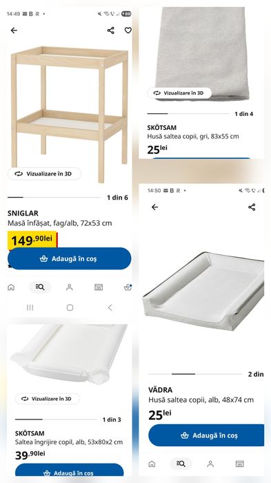 Masă de înfășat SNIGLAR Ikea plus saltea și 2 huse