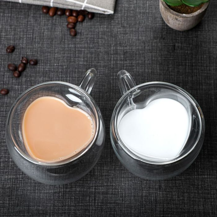 Чаша за кафе Сърце Двойно дъно Двустенна