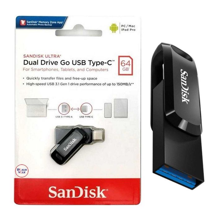 Флешкa SanDisk Ultra Dual Drive Go USB Type-c до 512гб