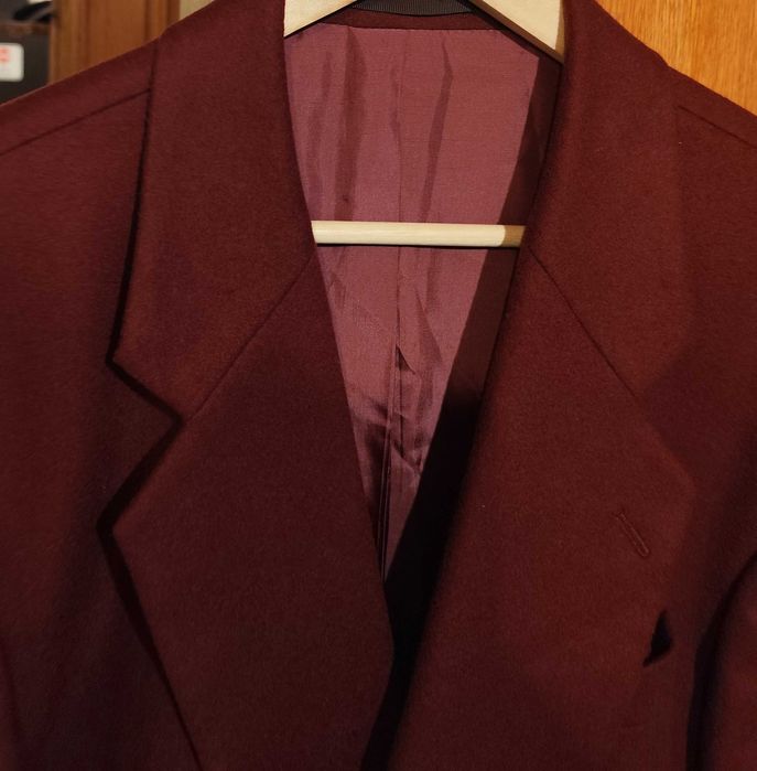 Sacou blazer de lux 50 L XL double breasted Burgalli lana 100% moale burgundy
