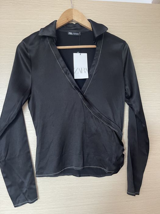 Bluza neagra Satin Zara M. Noua cu eticheta